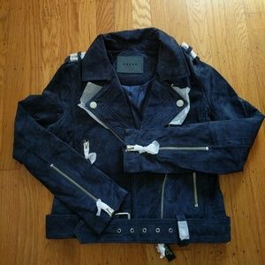 Blank NYC Navy Suede Moto Jacket XS